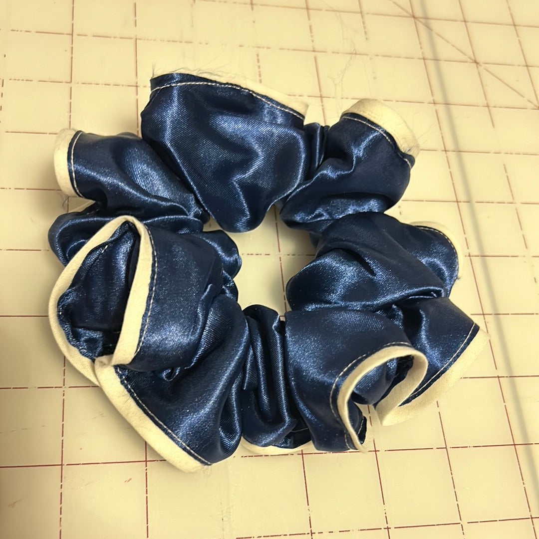 1X Navy with White Trim Scrunchie