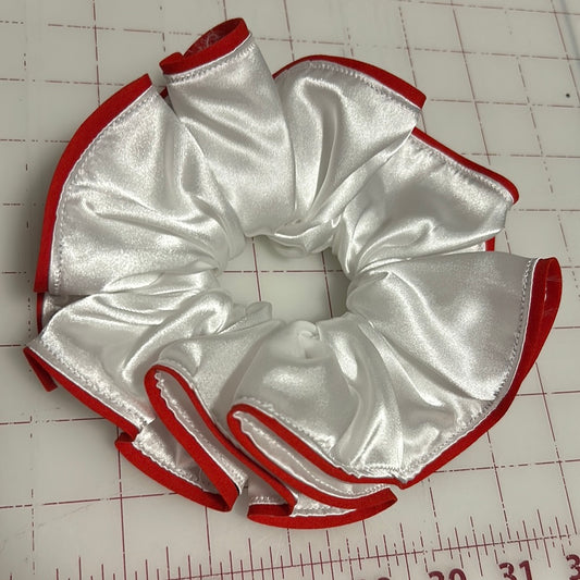 1X White with Red Trim Scrunchie