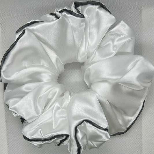 2X White with Black trim Scrunchie