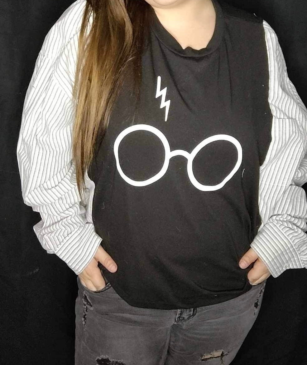 3XL Shirt with Striped sleeves Glasses